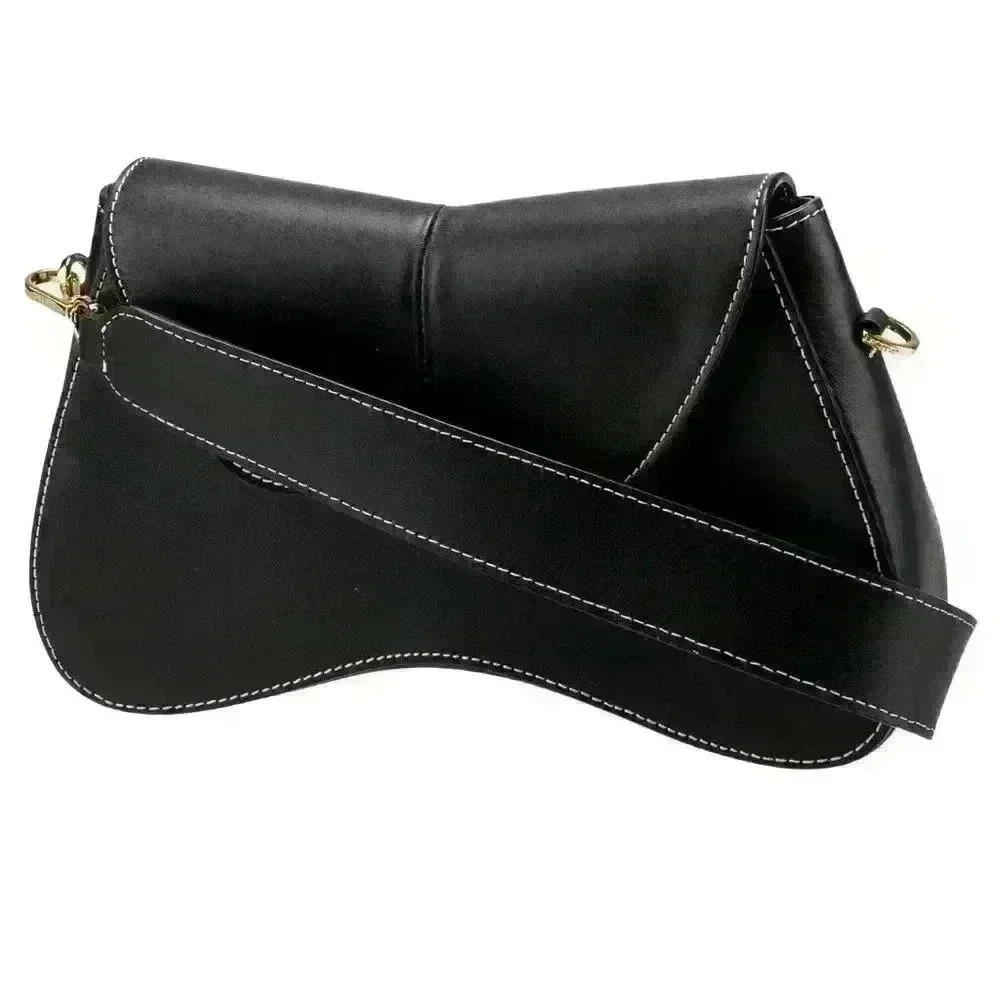 Elleme Black White Contrast Topstitch Bag